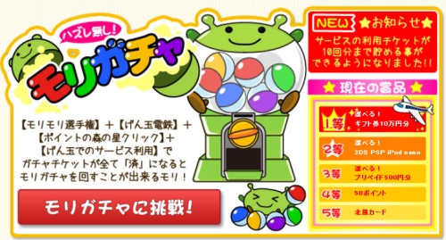 モリガチャの詳細と景品
